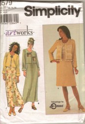 8579  Simplicity EMPIRE SLEEVELESS DRESS LACE OR NOT, JACKET PATTERN 12-16 OR 6-10 CHOICE UNCUT 